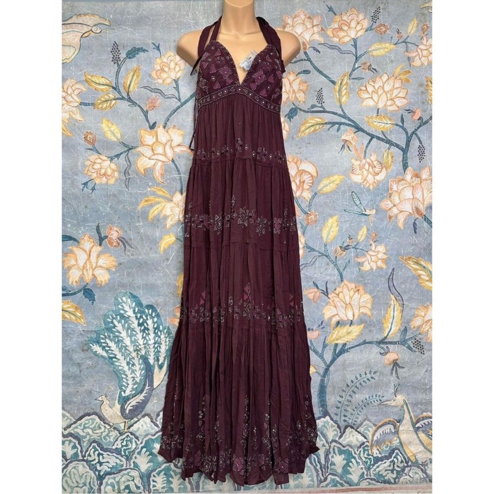 Free People Glitter Me Timbers Gown Beaded Embroidered Dress - Picture 5 of 11